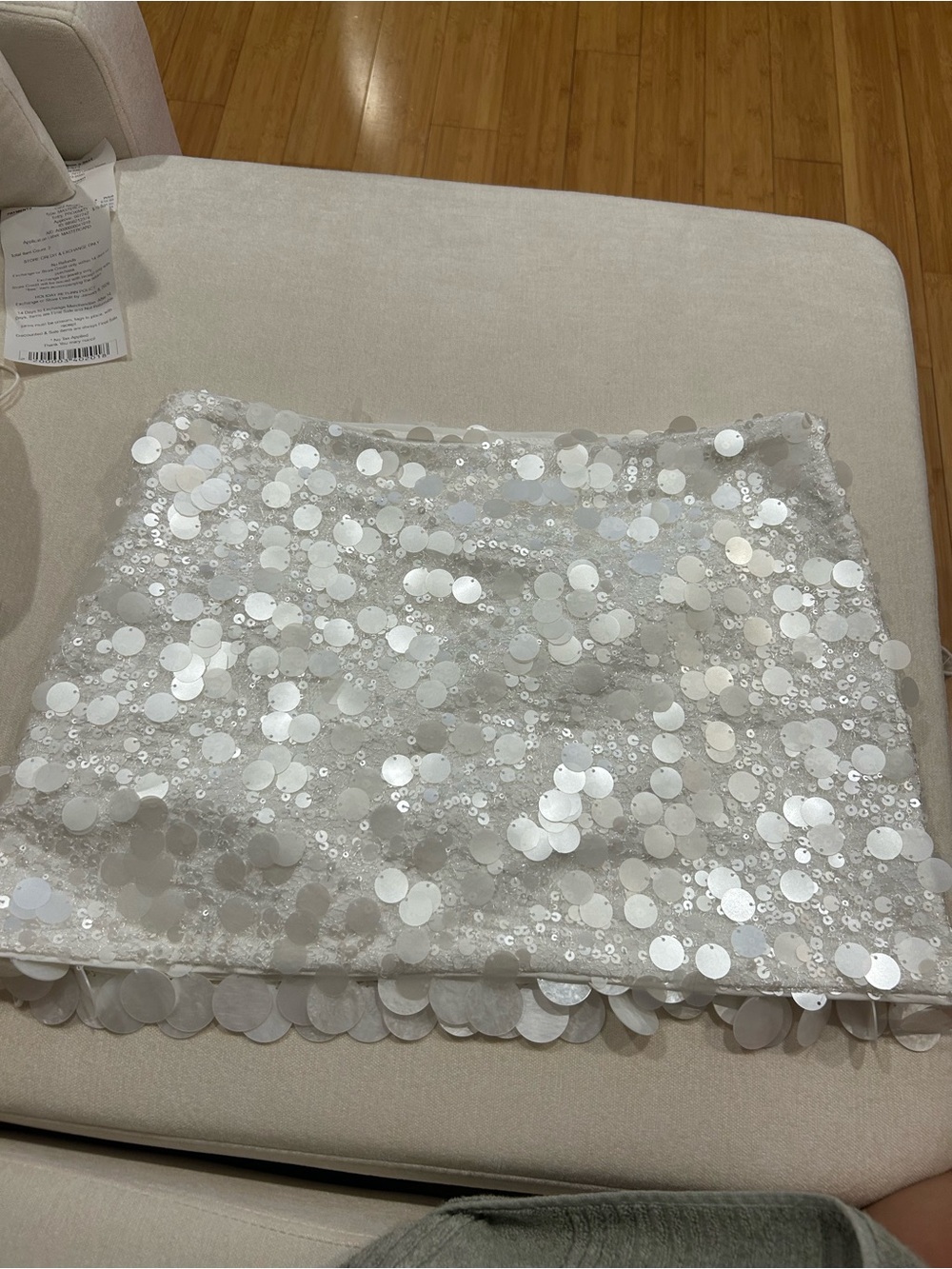 12th Tribe White Sequin Mini Skirt
